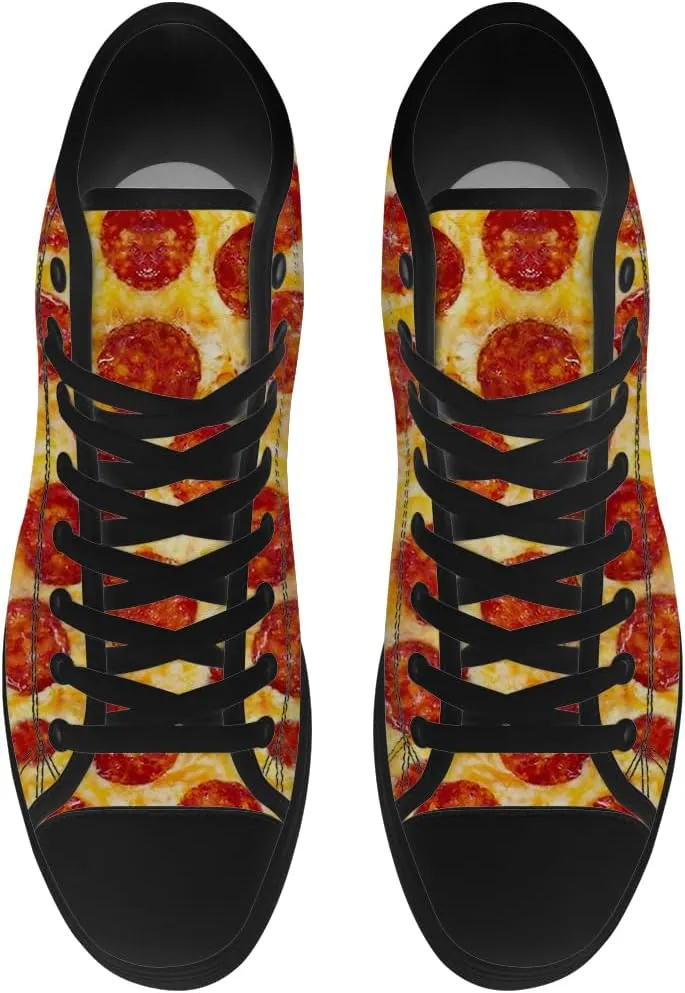 Pizza High Top Canvas Shoes for Men Women High Top Sneakers Lace Up Casual Shoes Gifts for Boyfriend Girlfriend