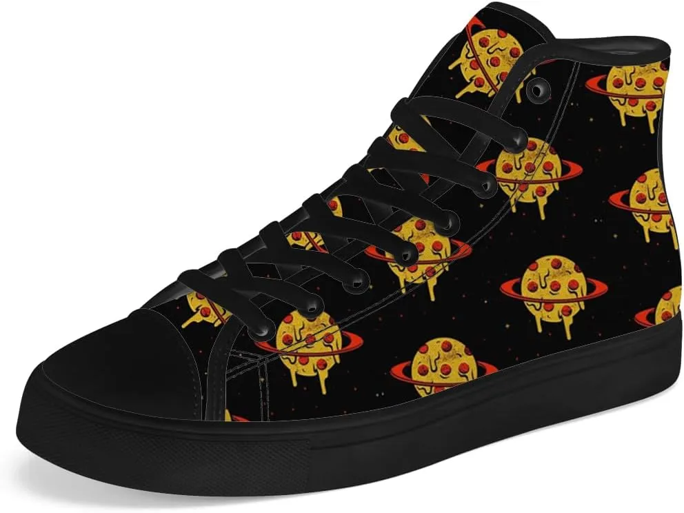 Pizza High Top Canvas Shoes for Men Women High Top Sneakers Lace Up Casual Shoes Gifts for Boyfriend Girlfriend