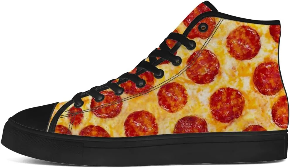 Pizza High Top Canvas Shoes for Men Women High Top Sneakers Lace Up Casual Shoes Gifts for Boyfriend Girlfriend