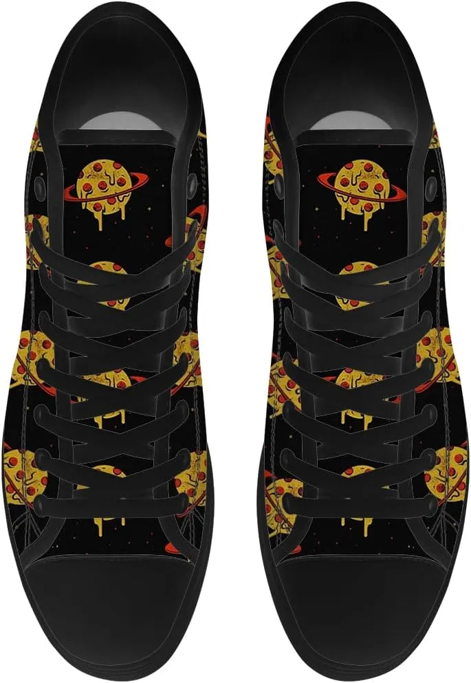 Pizza High Top Canvas Shoes for Men Women High Top Sneakers Lace Up Casual Shoes Gifts for Boyfriend Girlfriend