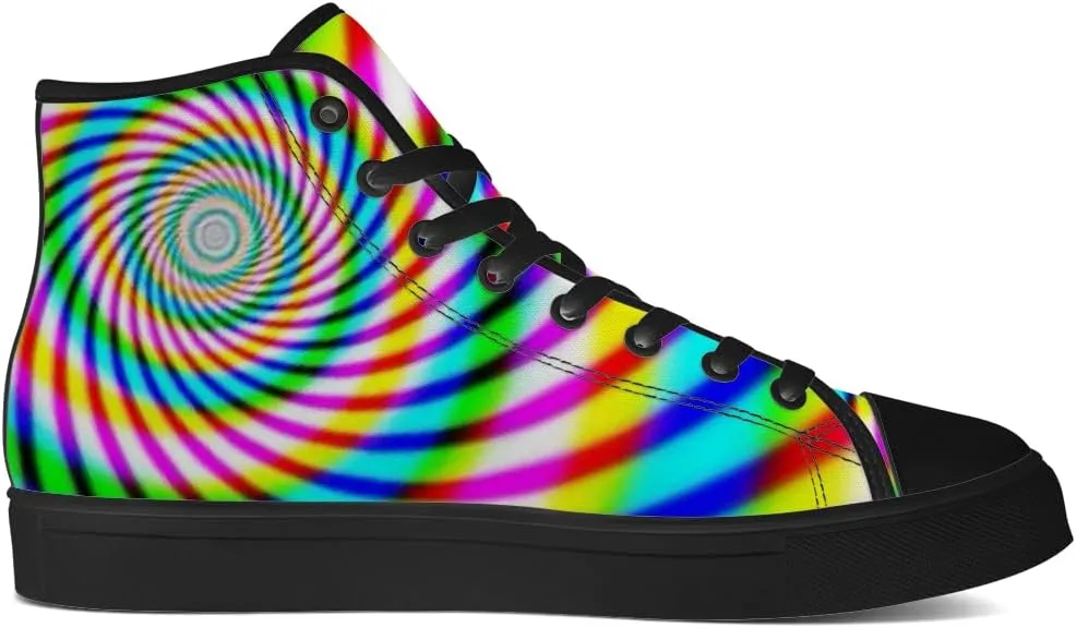 Psychedelic High Top Canvas Shoes Abstract Trippy High Top Sneakers Lace Up Casual Shoes Gifts for Men Women