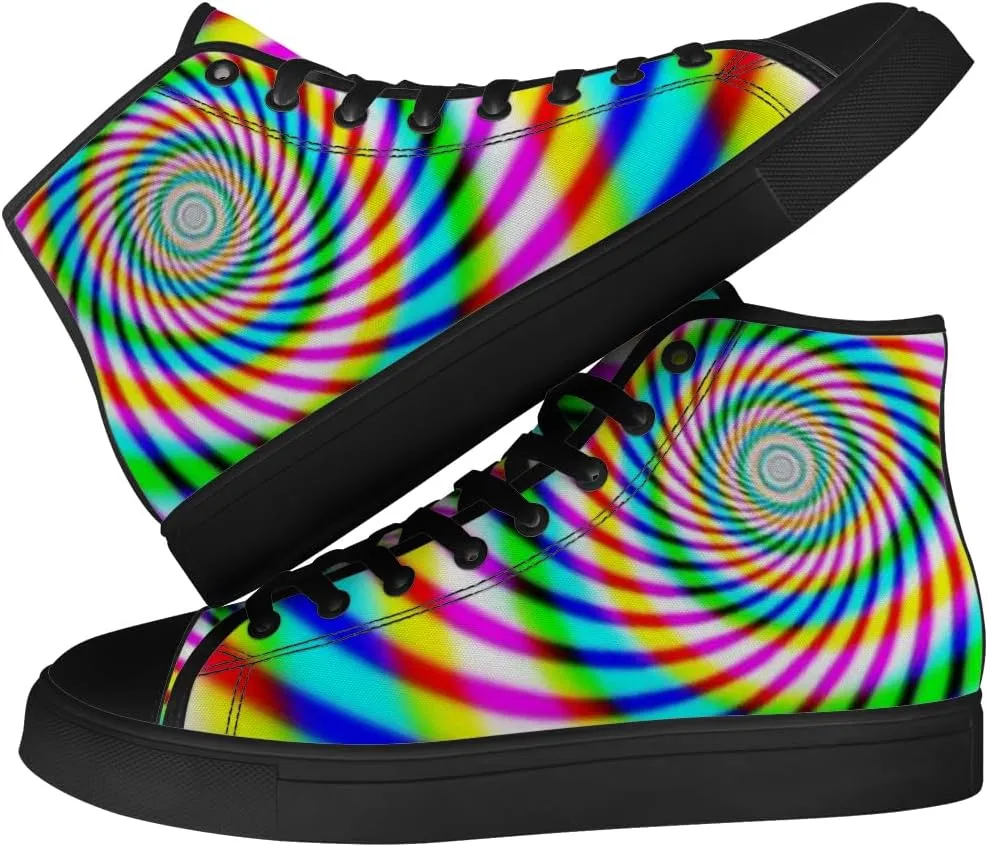 Psychedelic High Top Canvas Shoes Abstract Trippy High Top Sneakers Lace Up Casual Shoes Gifts for Men Women