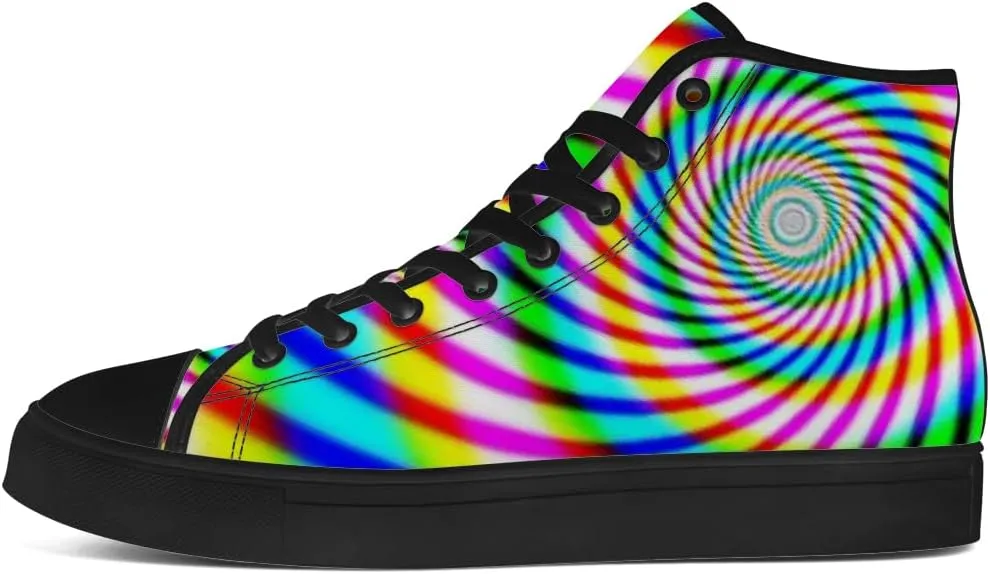 Psychedelic High Top Canvas Shoes Abstract Trippy High Top Sneakers Lace Up Casual Shoes Gifts for Men Women