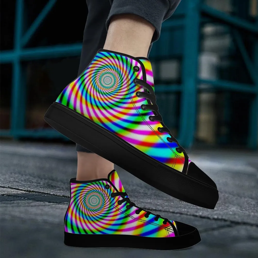 Psychedelic High Top Canvas Shoes Abstract Trippy High Top Sneakers Lace Up Casual Shoes Gifts for Men Women