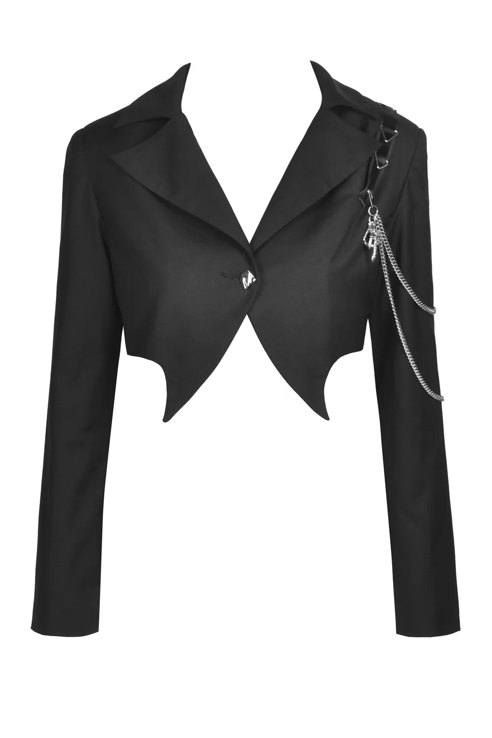 Punk Women's Crop Jacket with Chain Embellishments