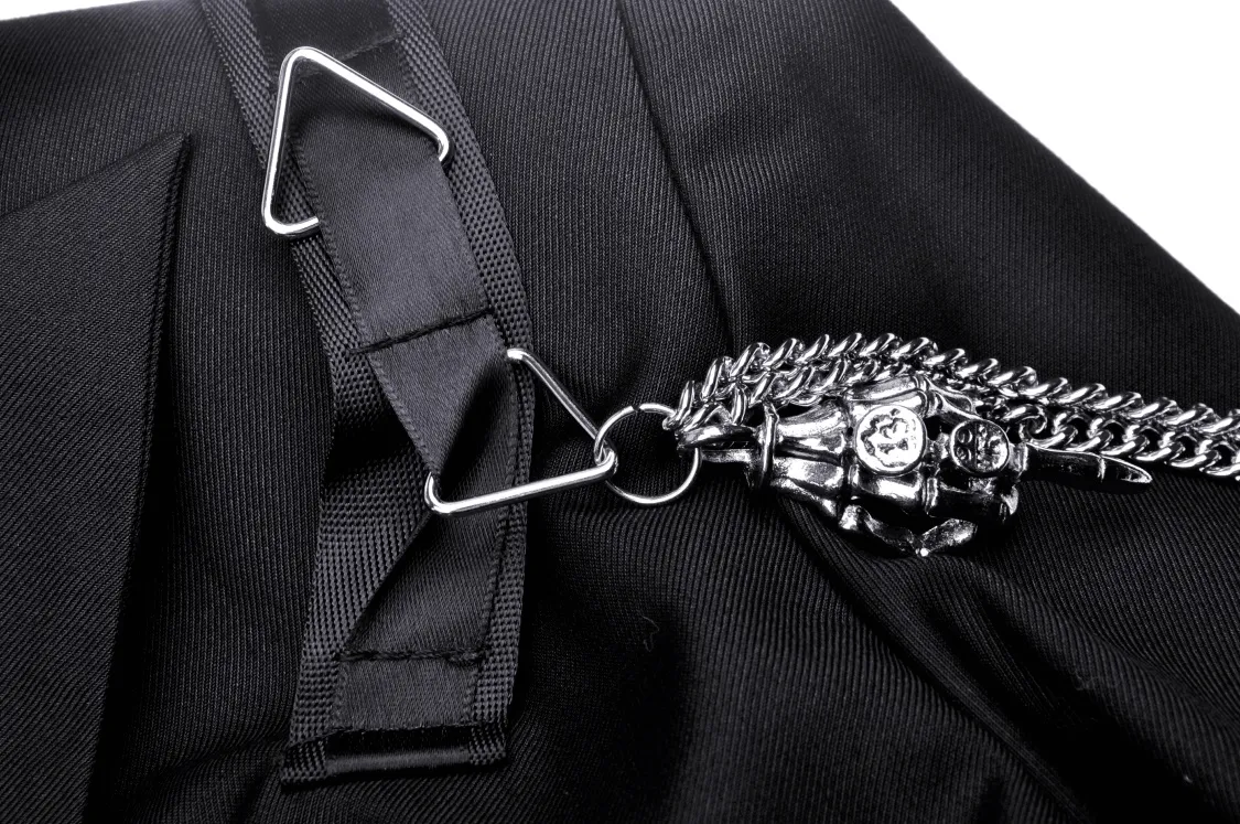 Punk Women's Crop Jacket with Chain Embellishments