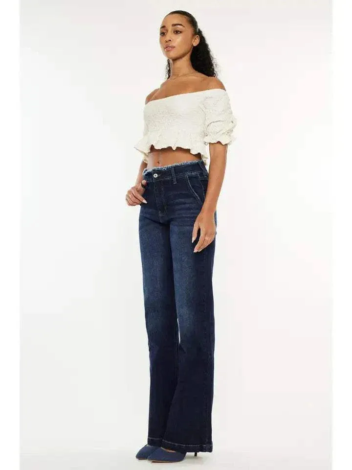 Raw Waistband Detailed Jean