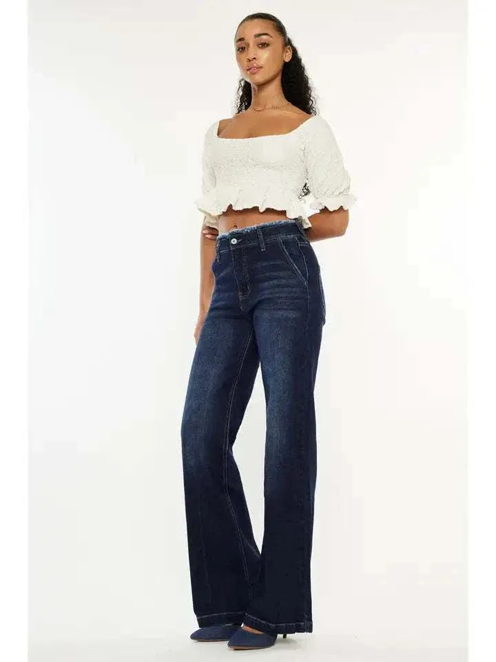 Raw Waistband Detailed Jean