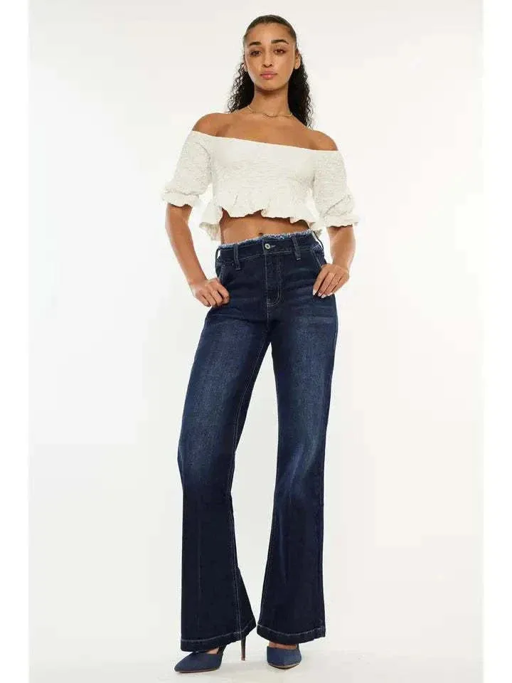 Raw Waistband Detailed Jean