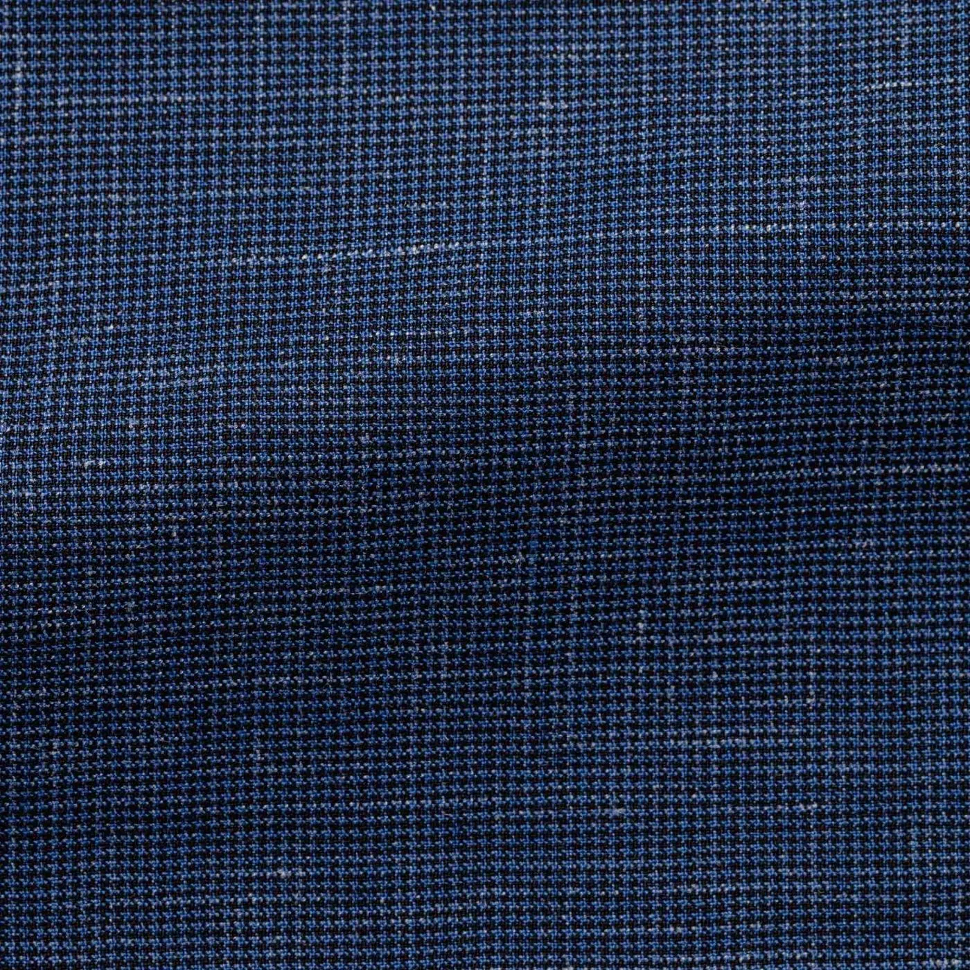 Reda Ocean Blue Stretch Jaspé Wool & Linen Houndstooth