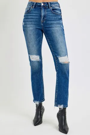 RISEN Pina High Rise Distressed Crop Straight Jeans