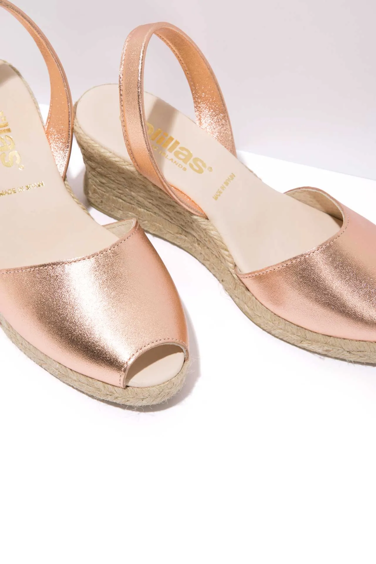 ROSE GOLD LALIA - Espadrille Wedge Leather Menorcan Sandals