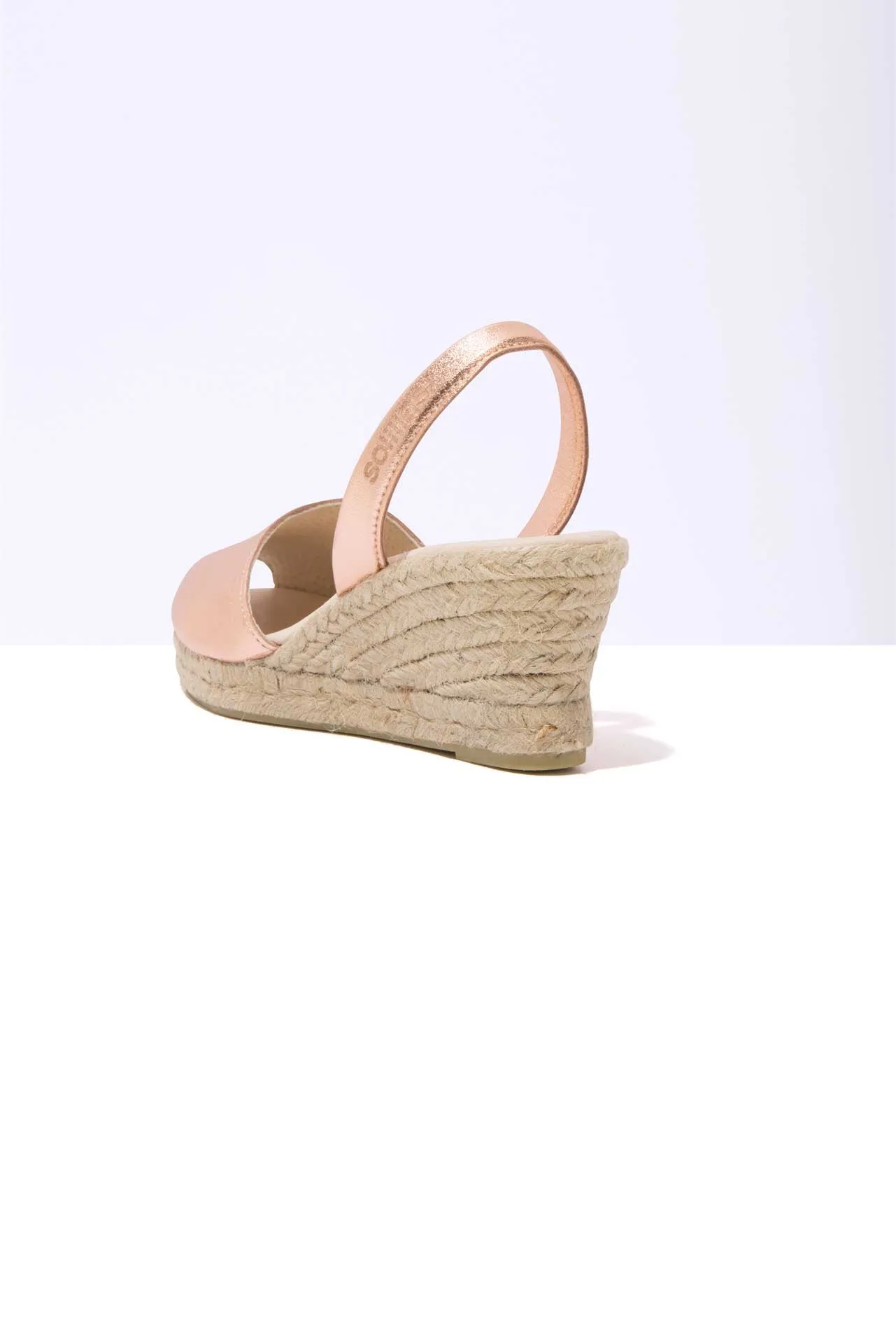 ROSE GOLD LALIA - Espadrille Wedge Leather Menorcan Sandals
