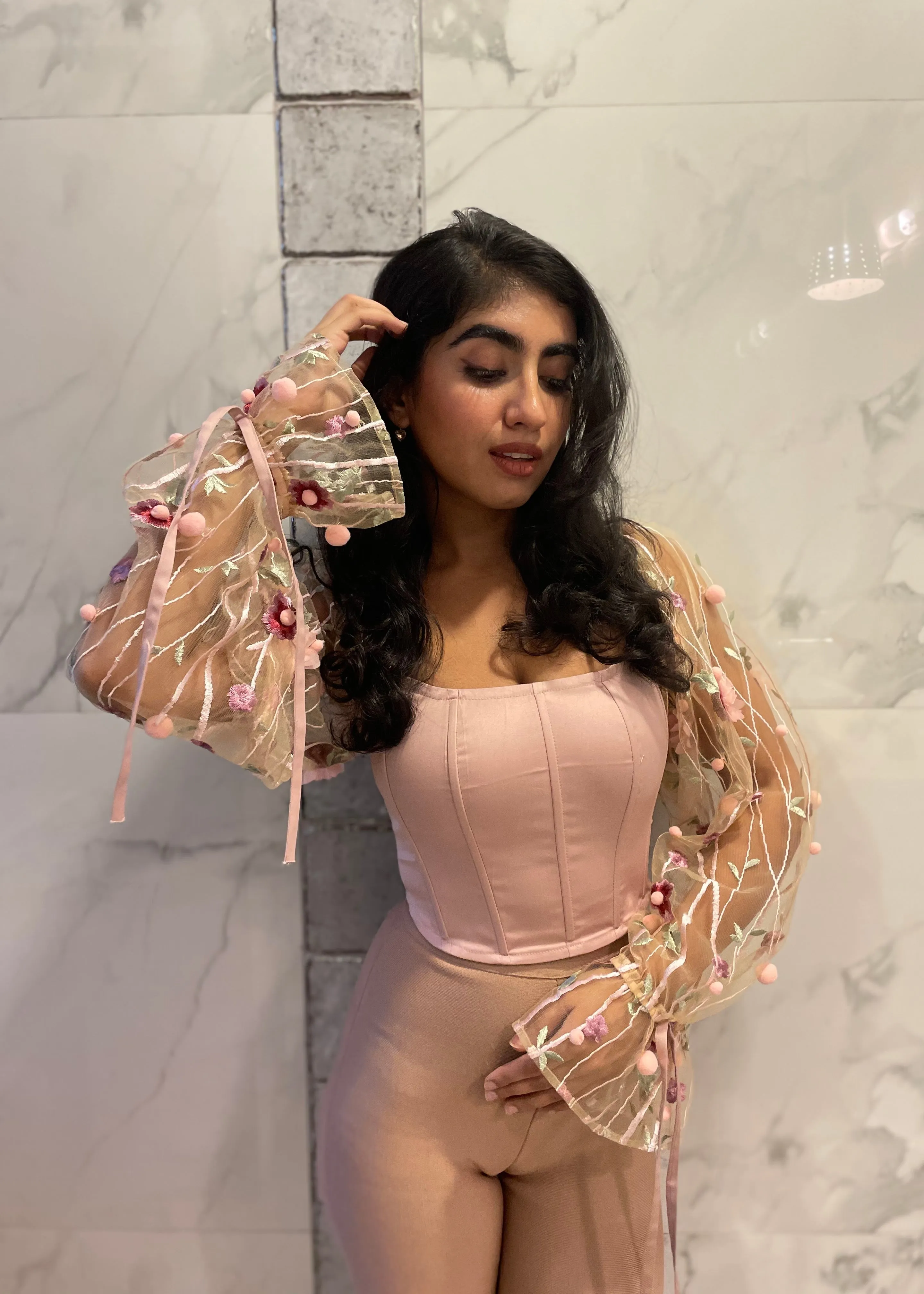 Sasha Blush Embroidered Corset Top CL
