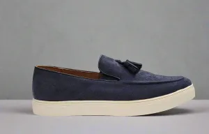 SOFT SPLIT LEATHER BLUE PENNY LOAFERS