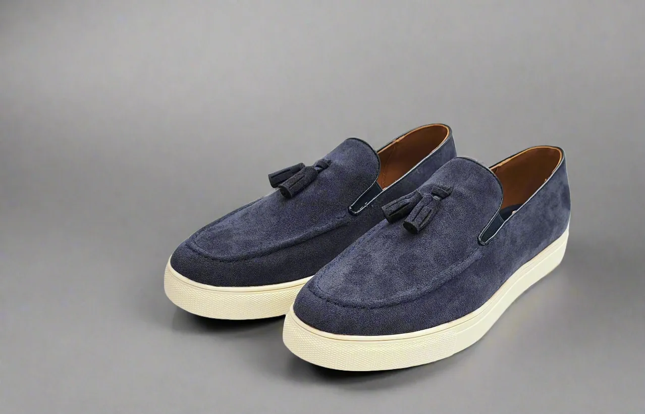 SOFT SPLIT LEATHER BLUE PENNY LOAFERS