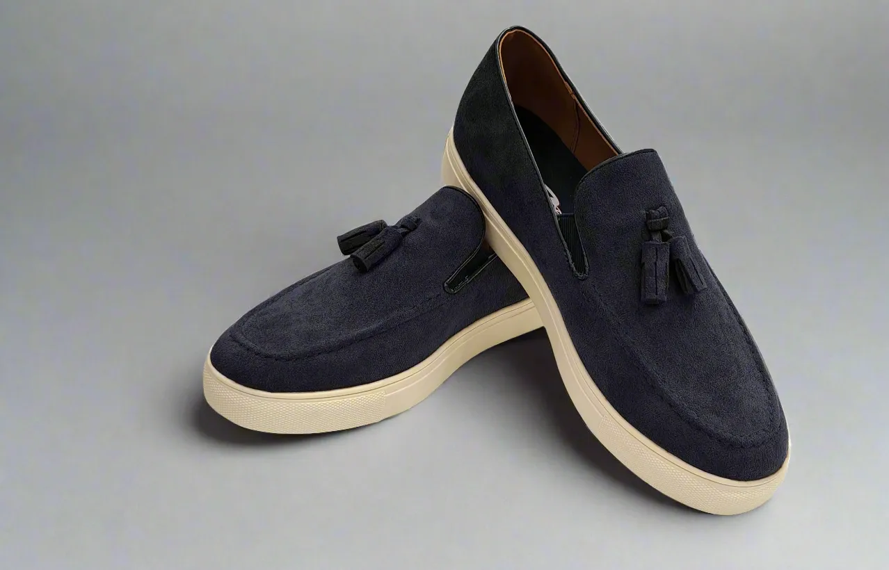 SOFT SPLIT LEATHER BLUE PENNY LOAFERS