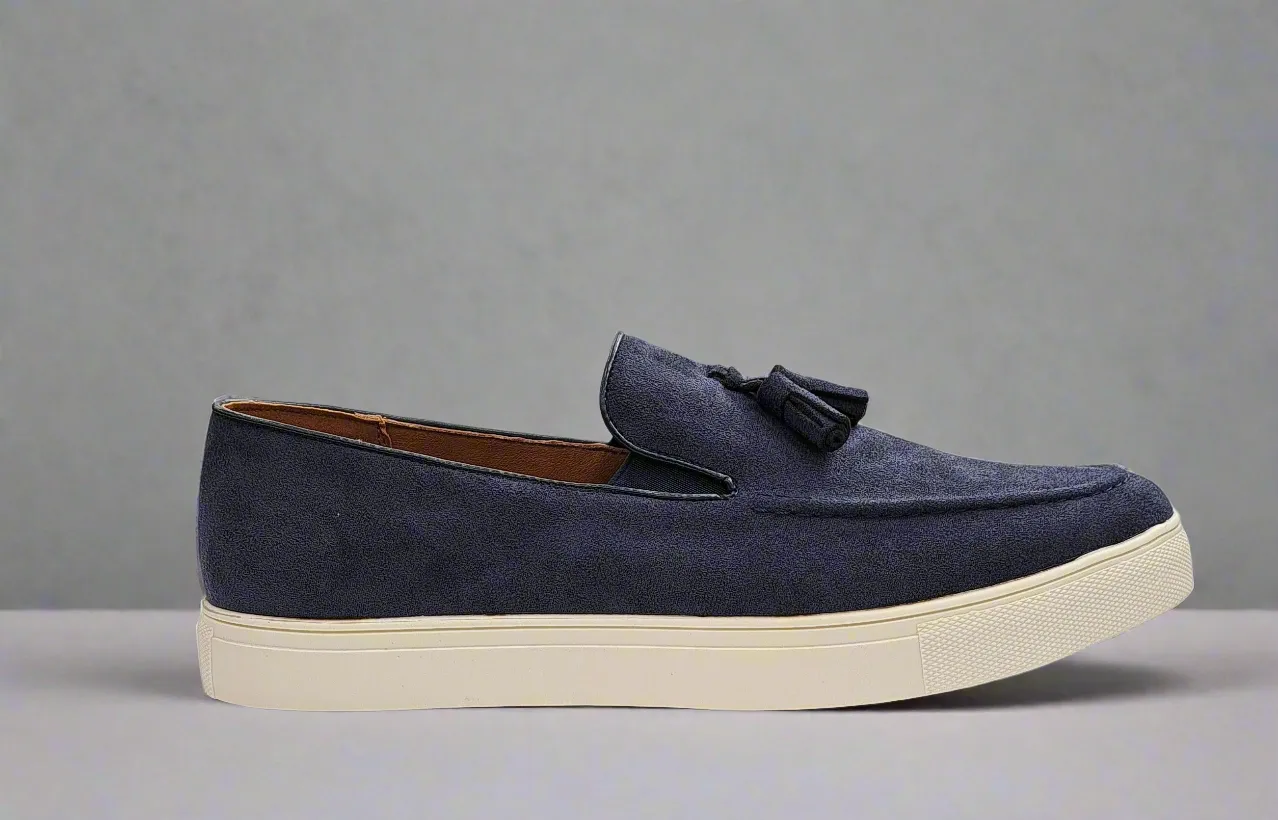 SOFT SPLIT LEATHER BLUE PENNY LOAFERS