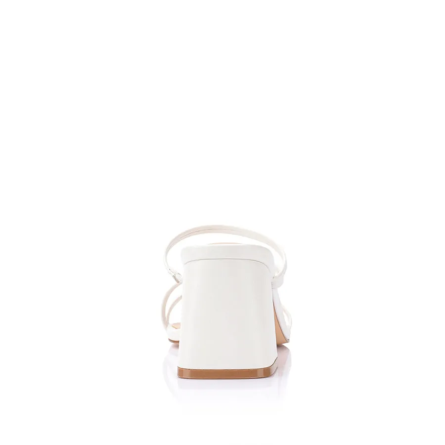 Stanford Block Heel Mules - Chalk White