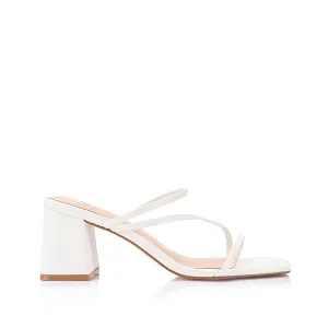 Stanford Block Heel Mules - Chalk White