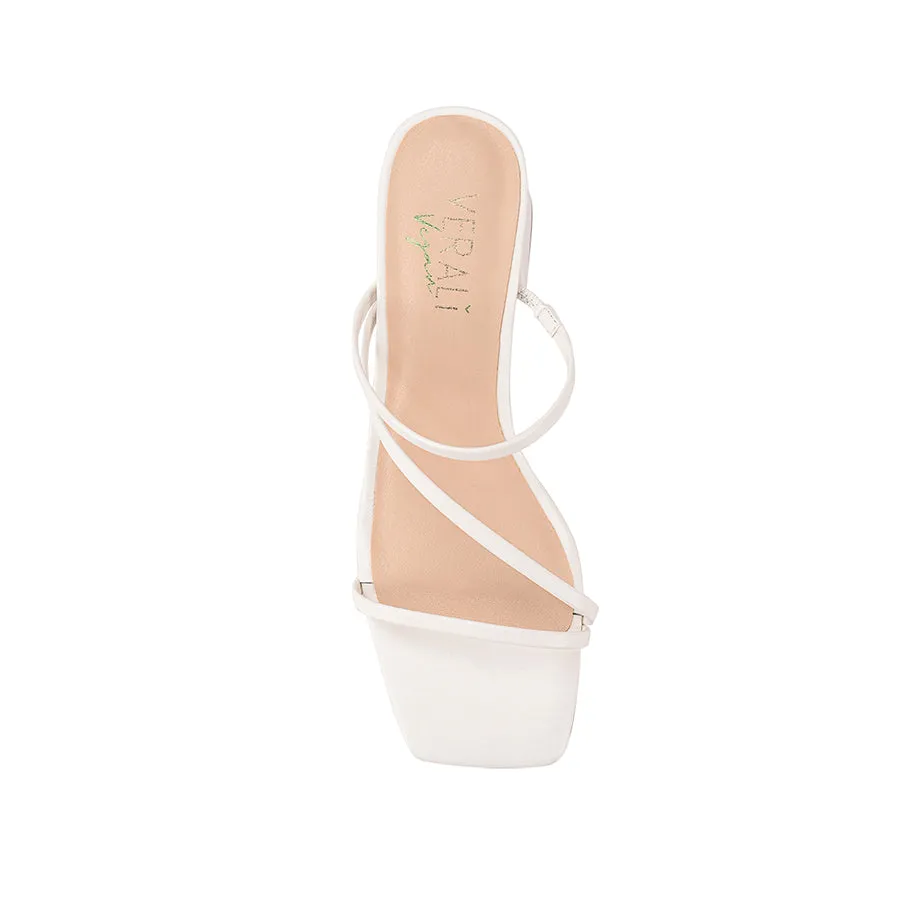 Stanford Block Heel Mules - Chalk White