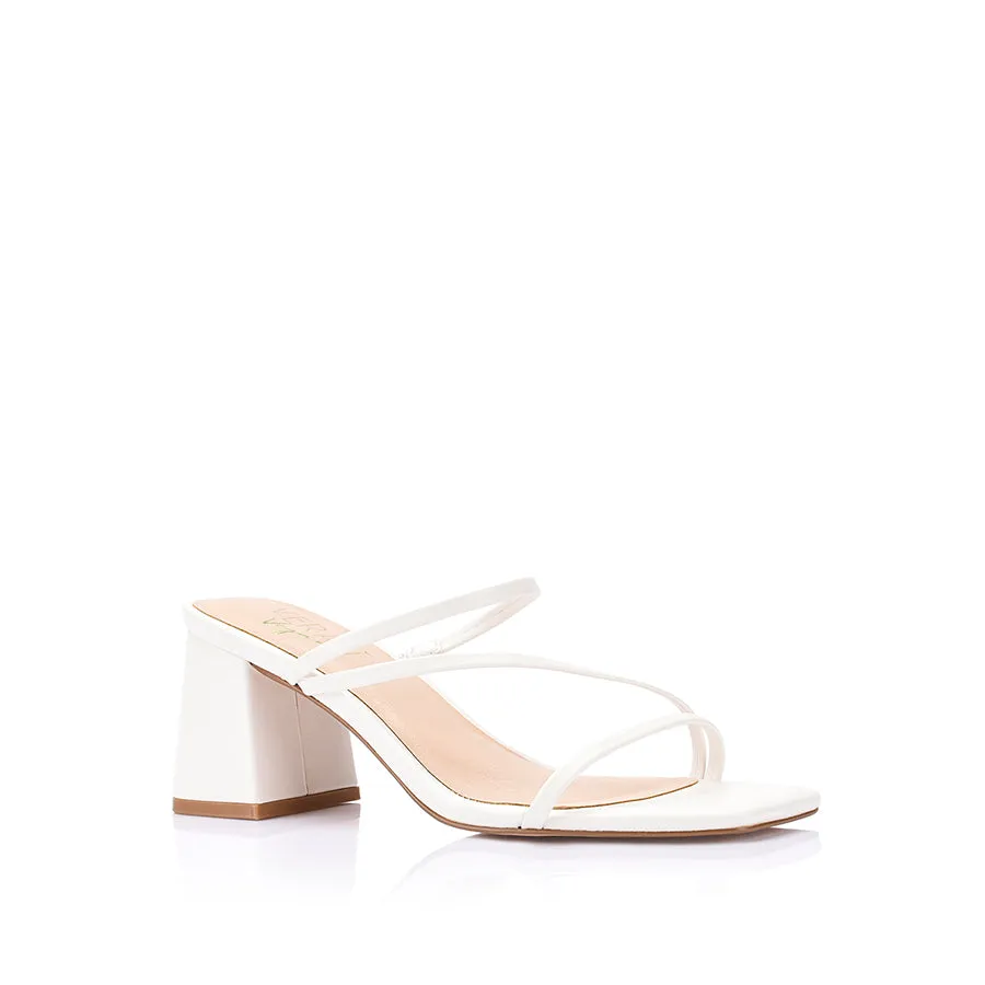 Stanford Block Heel Mules - Chalk White