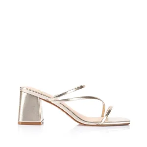 Stanford Block Heel Mules - Champagne Gold