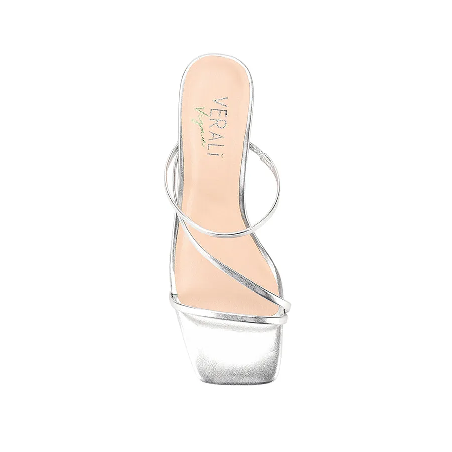 Stanford Block Heel Mules - Silver Metallic