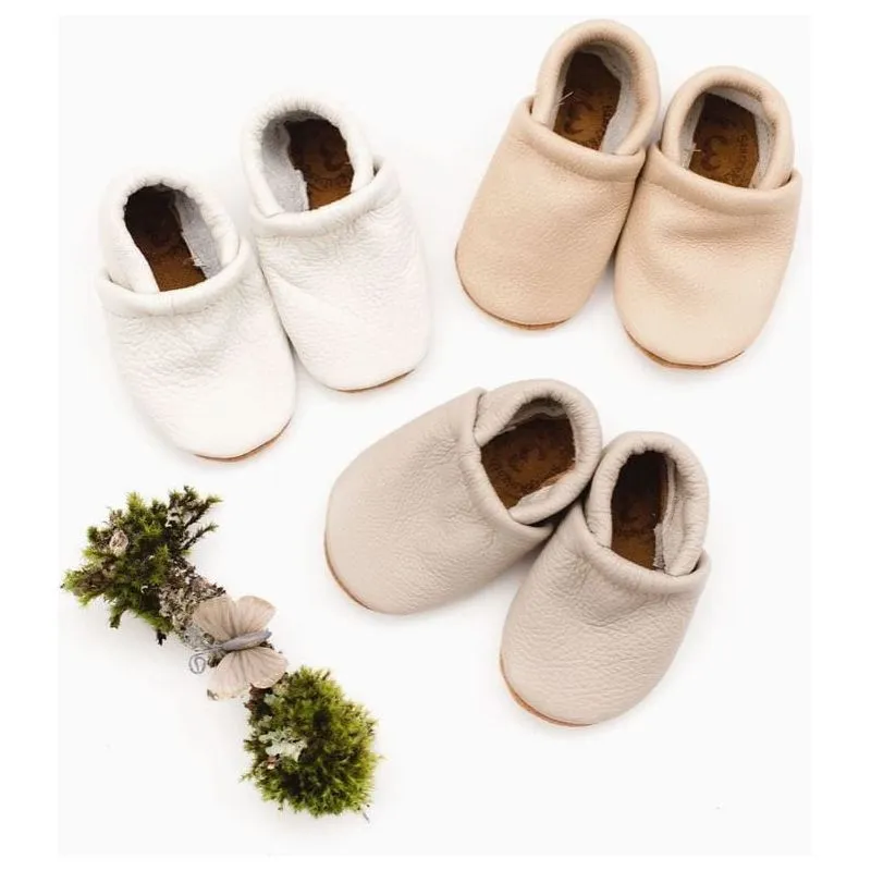 Starry Knight Neutrals Leather Loafers Infant Baby Booties - Milk