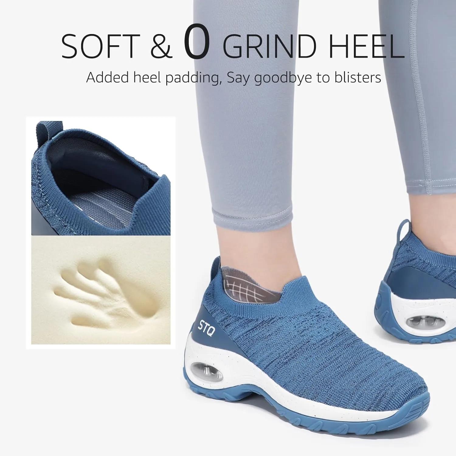 STQ Walking Shoes for Women Non Slip Work Shoes Comfort Slip on Sneakers