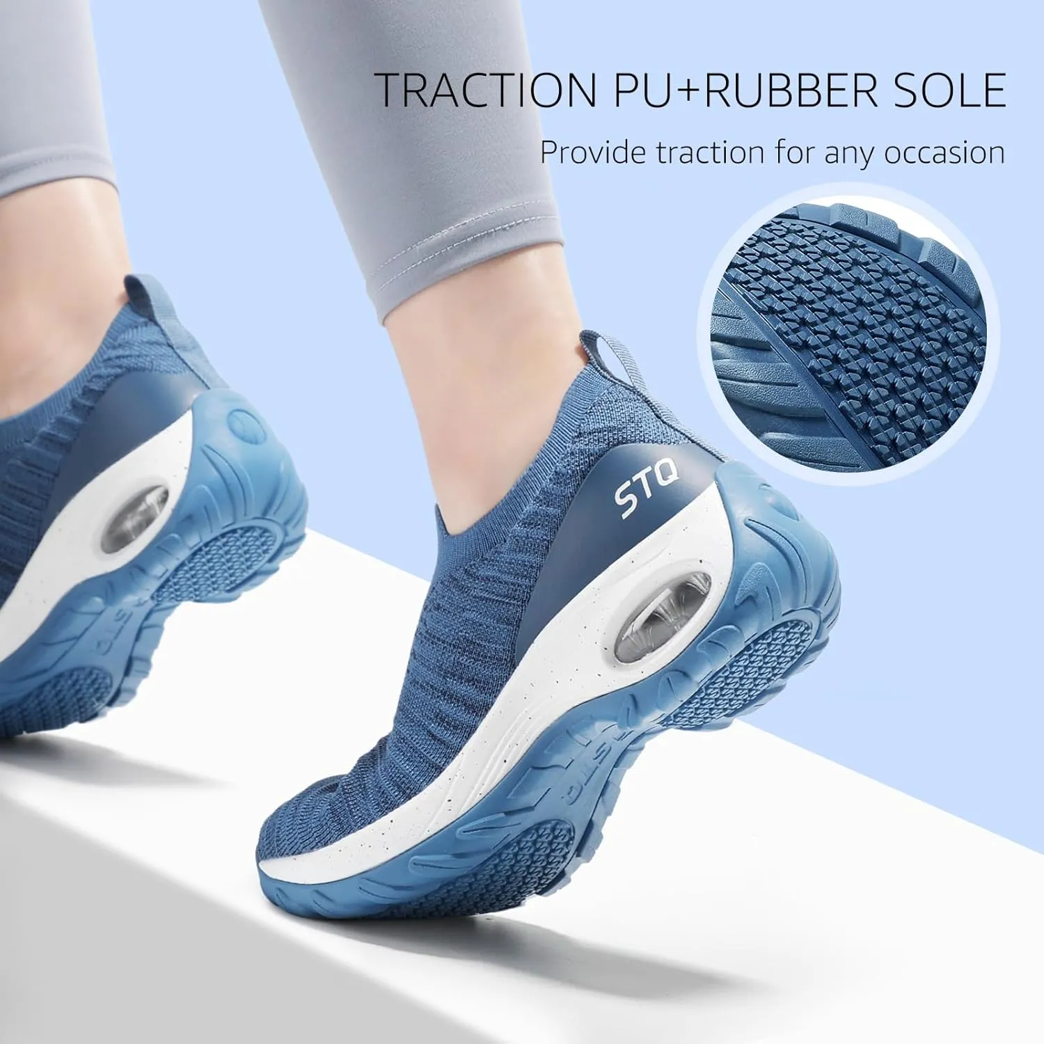 STQ Walking Shoes for Women Non Slip Work Shoes Comfort Slip on Sneakers