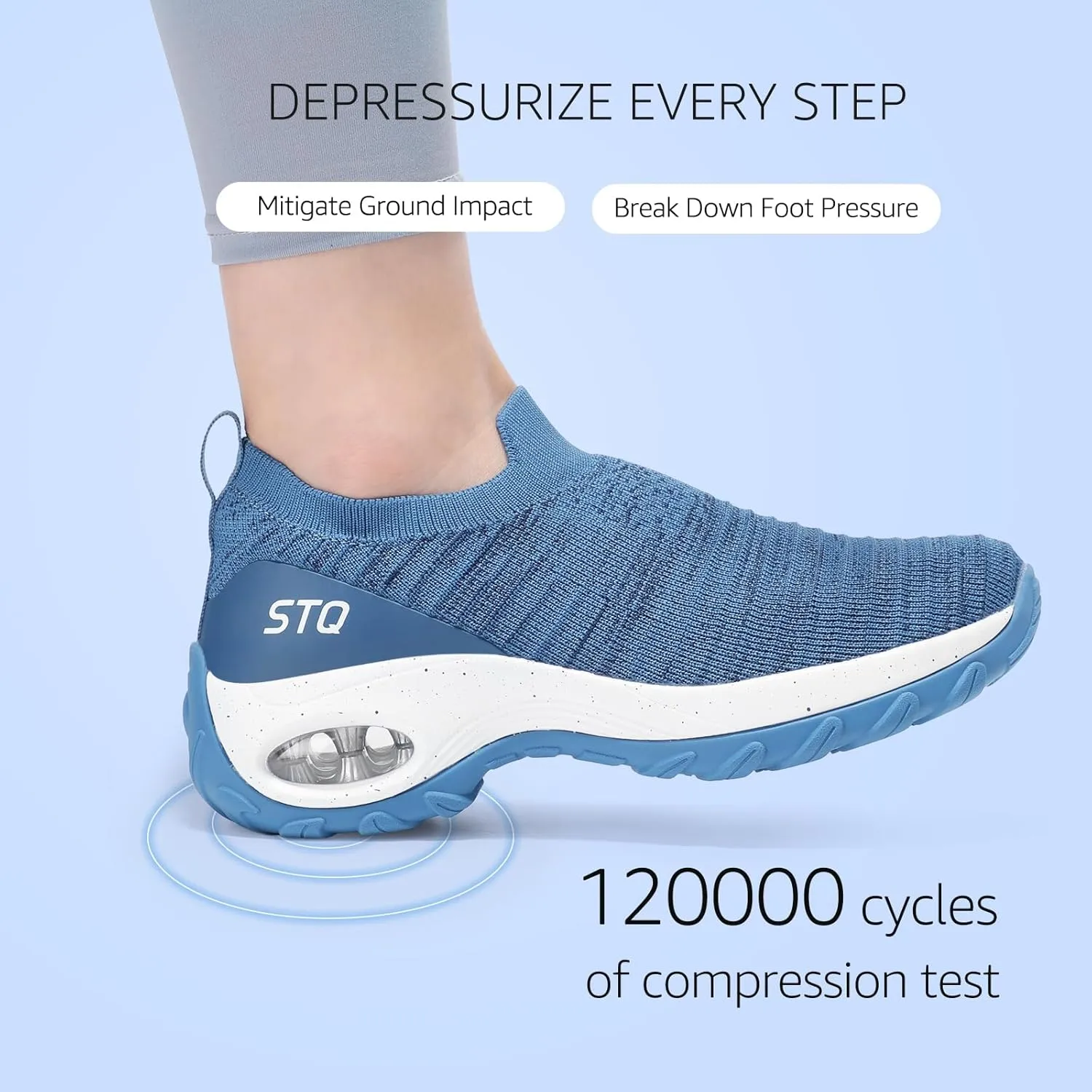 STQ Walking Shoes for Women Non Slip Work Shoes Comfort Slip on Sneakers