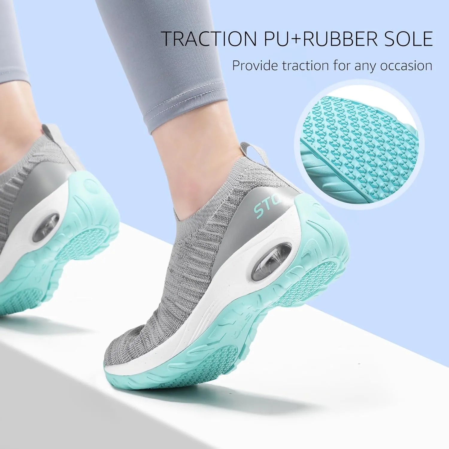 STQ Walking Shoes for Women Non Slip Work Shoes Comfort Slip on Sneakers