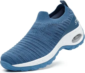 STQ Walking Shoes for Women Non Slip Work Shoes Comfort Slip on Sneakers