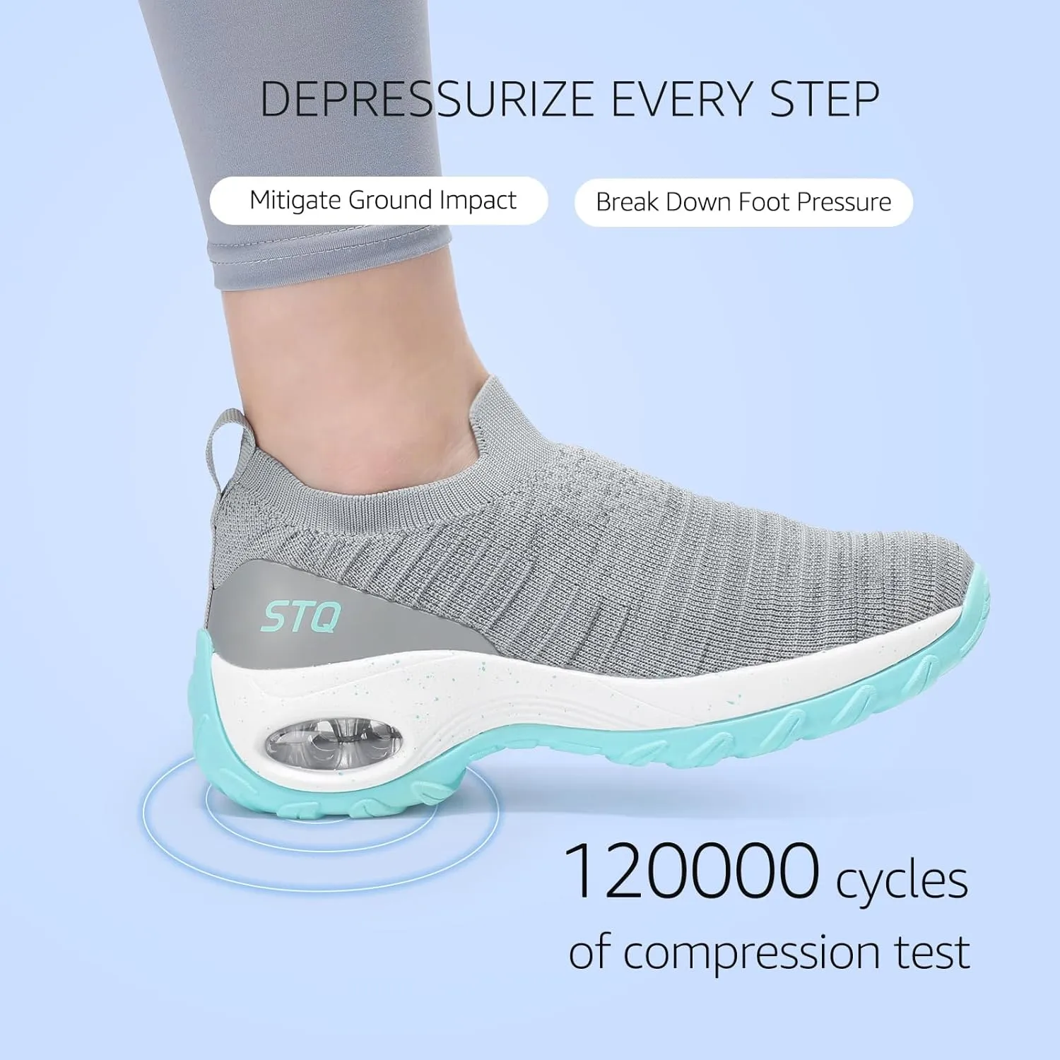 STQ Walking Shoes for Women Non Slip Work Shoes Comfort Slip on Sneakers