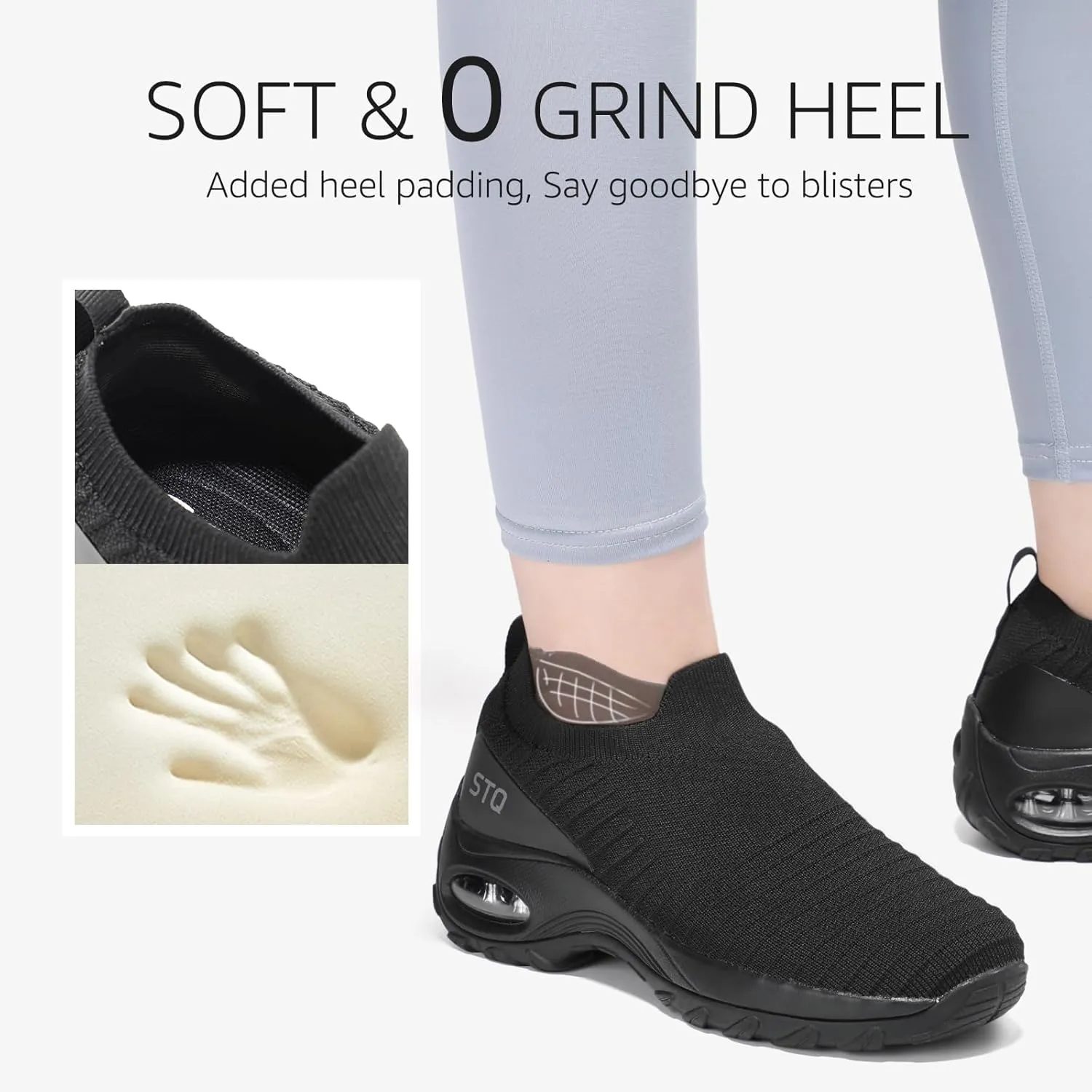 STQ Walking Shoes for Women Non Slip Work Shoes Comfort Slip on Sneakers