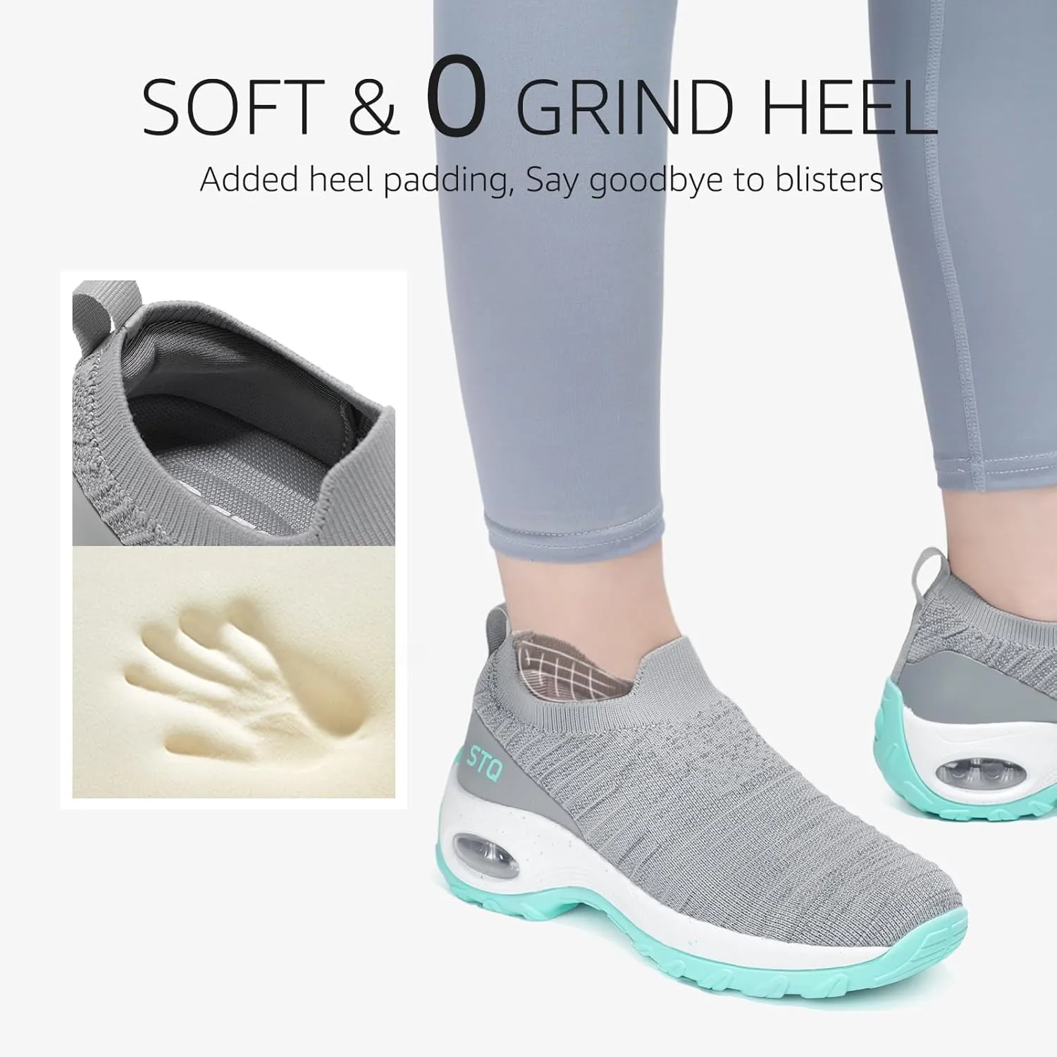 STQ Walking Shoes for Women Non Slip Work Shoes Comfort Slip on Sneakers