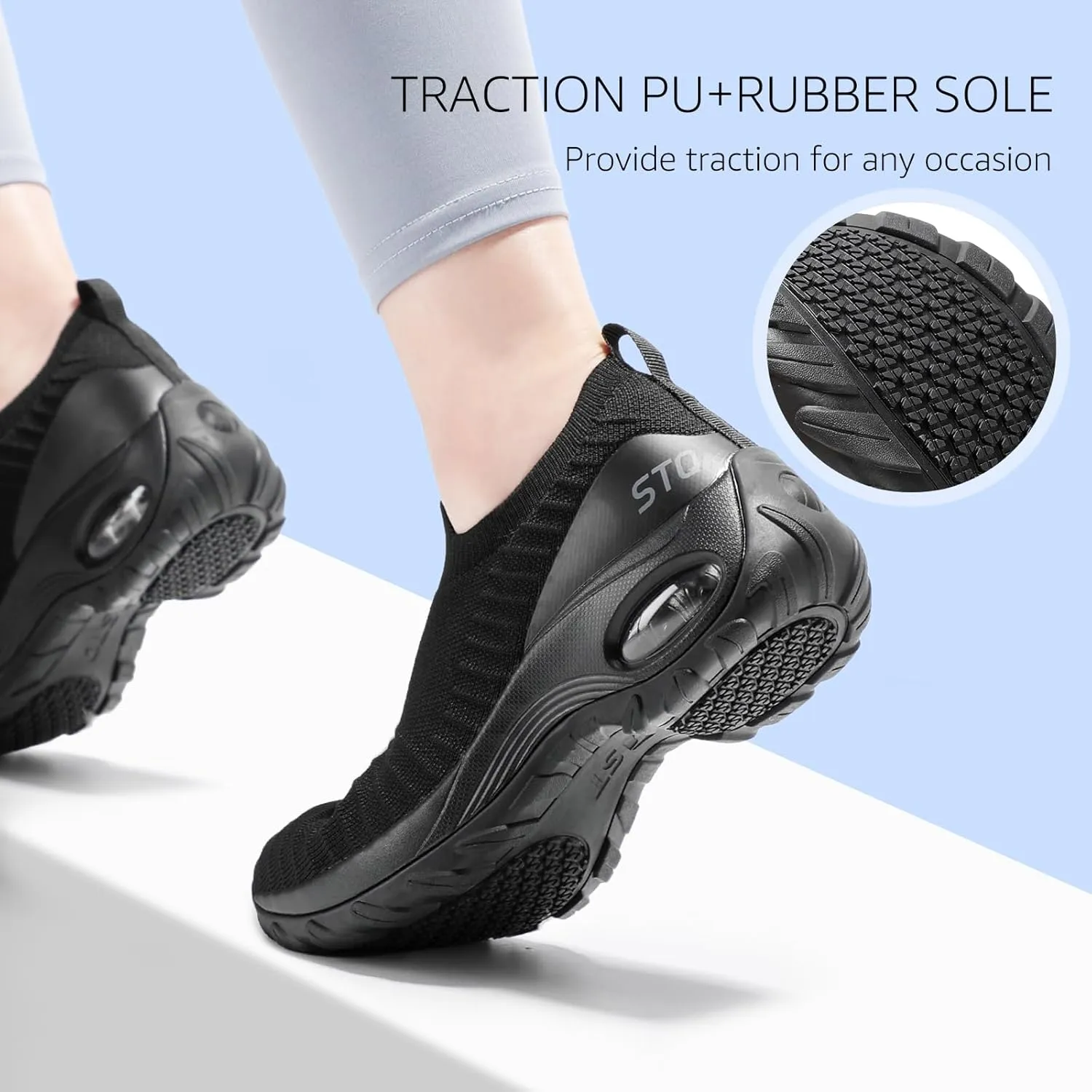 STQ Walking Shoes for Women Non Slip Work Shoes Comfort Slip on Sneakers