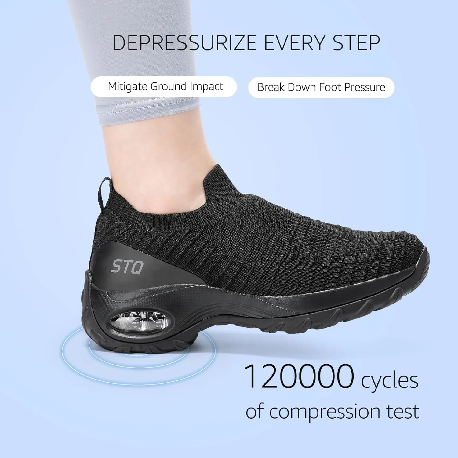STQ Walking Shoes for Women Non Slip Work Shoes Comfort Slip on Sneakers