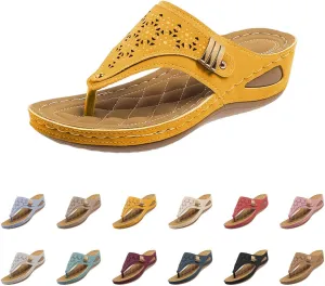 Summer Sandals for Women 2025 Beach Travel Comfortable Orthowalkway Arch Support Hollow Flip Flops Wedge Sandals