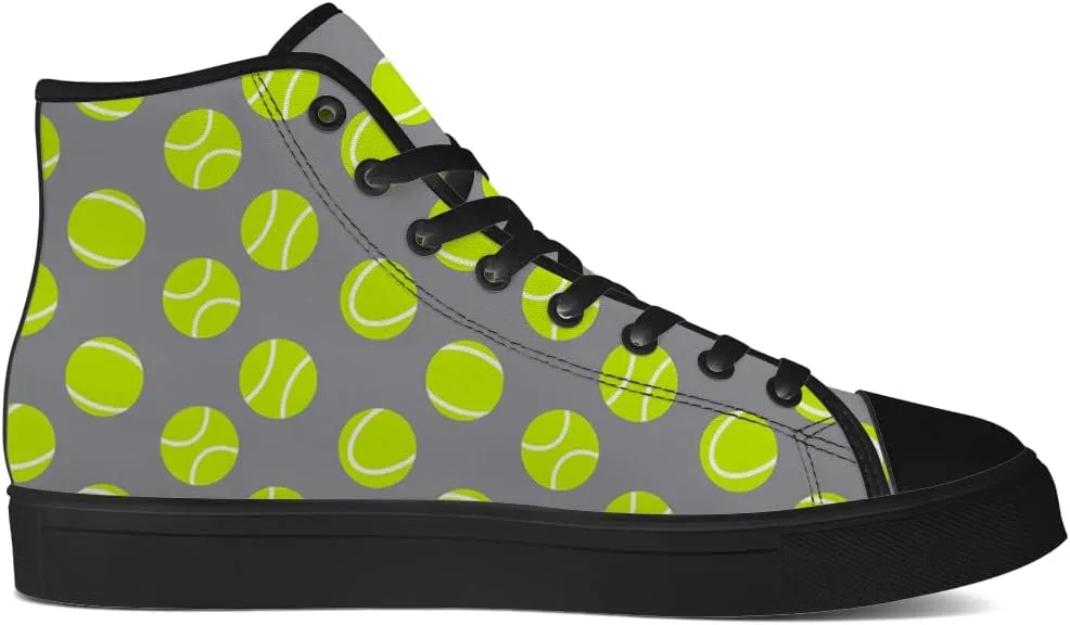 Tennis Ball High Top Canvas Shoes High Top Sneakers Lace Up Casual Shoes Gifts for Men Women