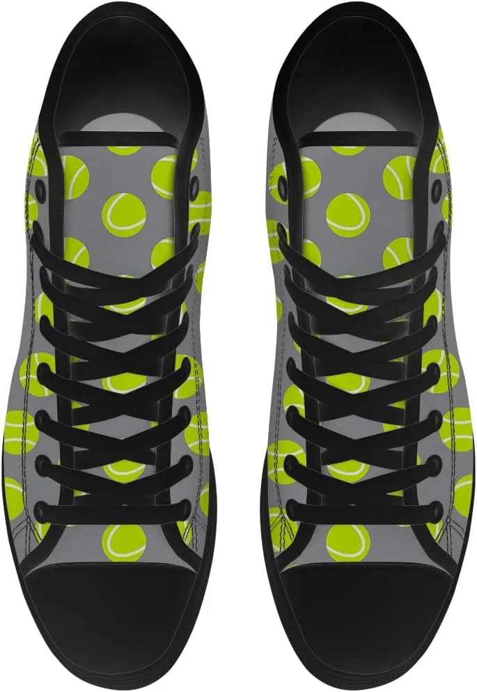 Tennis Ball High Top Canvas Shoes High Top Sneakers Lace Up Casual Shoes Gifts for Men Women
