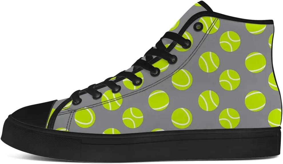 Tennis Ball High Top Canvas Shoes High Top Sneakers Lace Up Casual Shoes Gifts for Men Women