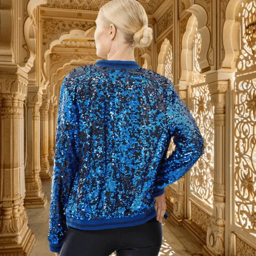 Two Tone Sequin Bomber Jacket