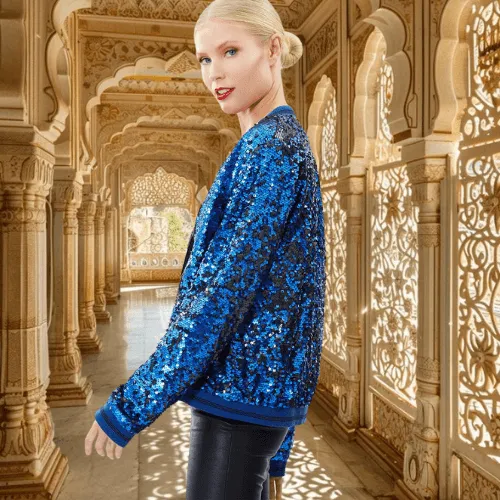Two Tone Sequin Bomber Jacket
