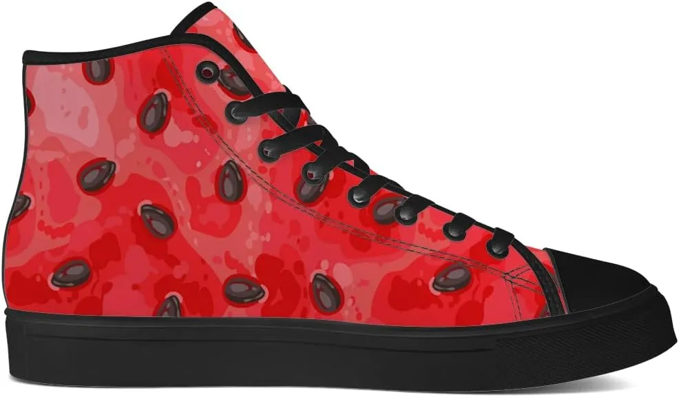 Watermelon High Top Canvas Shoes Mens Womens High Top Sneakers Lace Up Casual Shoes Gifts for Men Women