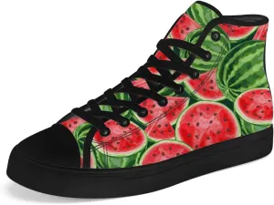 Watermelon High Top Canvas Shoes Mens Womens High Top Sneakers Lace Up Casual Shoes Gifts for Men Women