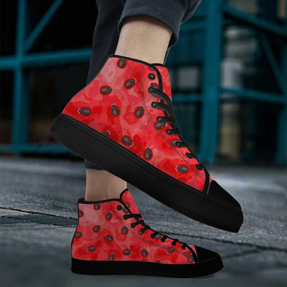 Watermelon High Top Canvas Shoes Mens Womens High Top Sneakers Lace Up Casual Shoes Gifts for Men Women