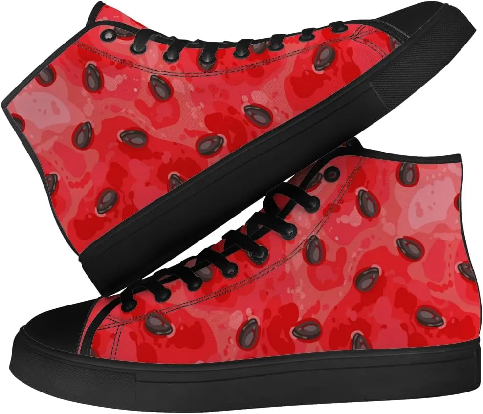 Watermelon High Top Canvas Shoes Mens Womens High Top Sneakers Lace Up Casual Shoes Gifts for Men Women