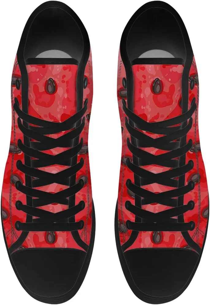 Watermelon High Top Canvas Shoes Mens Womens High Top Sneakers Lace Up Casual Shoes Gifts for Men Women